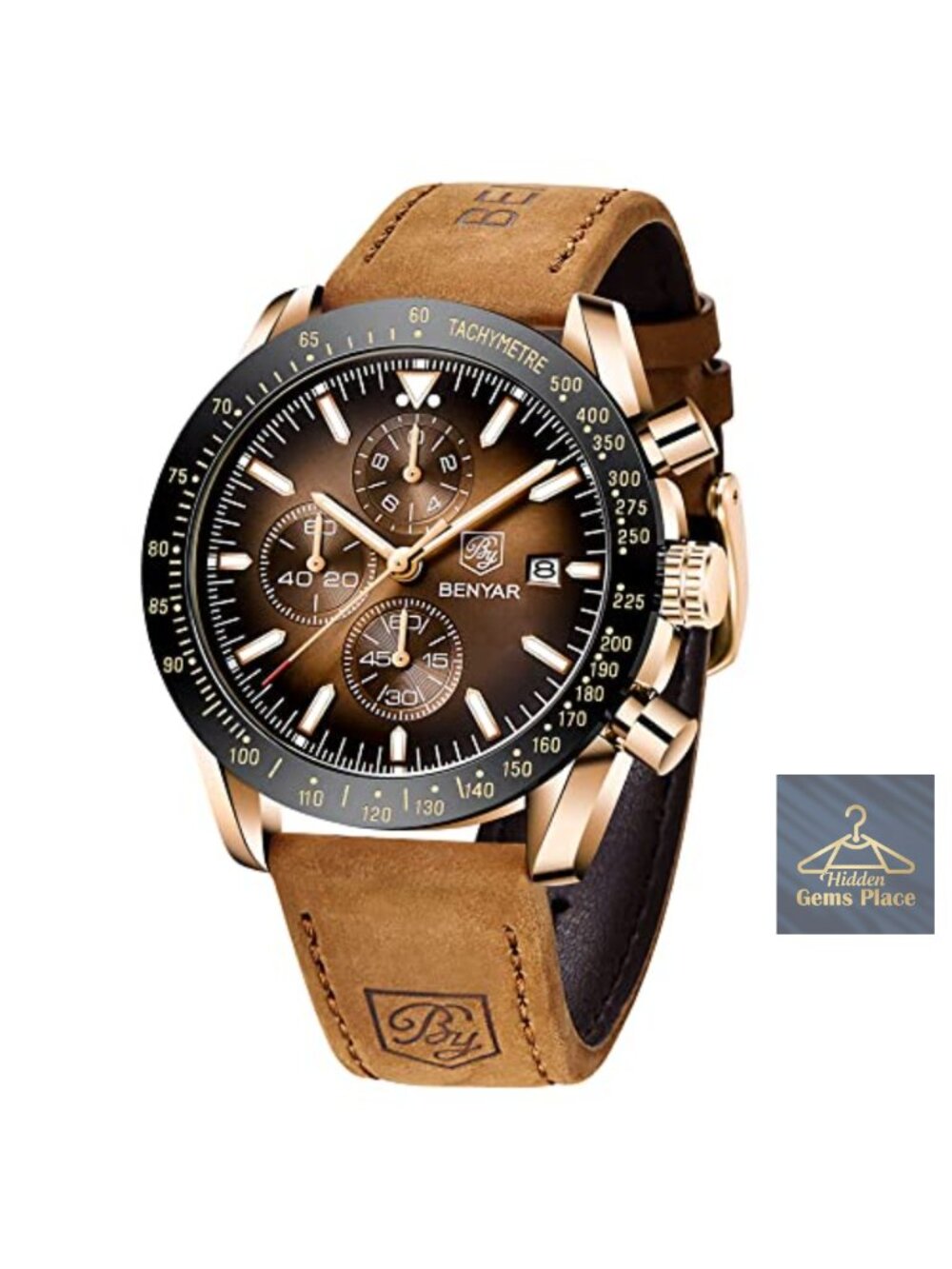 Quartz Chronograph Waterproof Leather Strap Men's Wrist Watch